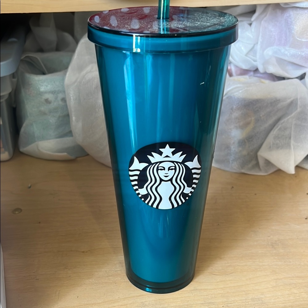 Starbucks Dark Teal Tumbler with Lid and Straw
